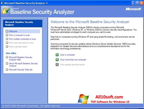 Снимак заслона Microsoft Baseline Security Analyzer Windows 10