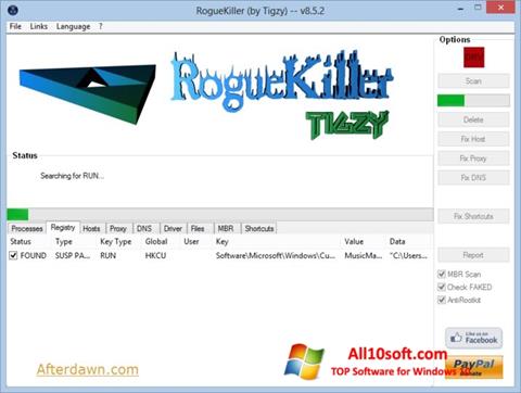 Снимак заслона RogueKiller Windows 10