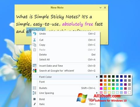 Снимак заслона Simple Sticky Notes Windows 10