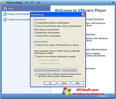 Снимак заслона VMware Player Windows 10