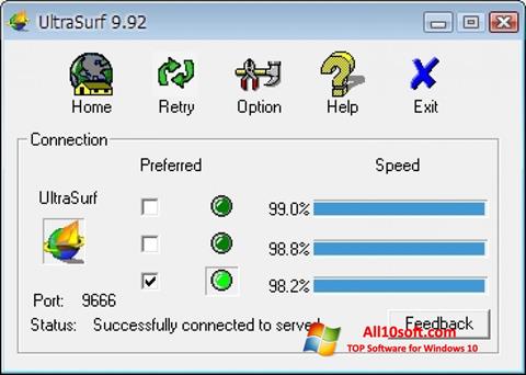 Снимак заслона UltraSurf Windows 10