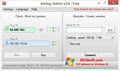 Снимак заслона Ammyy Admin Windows 10