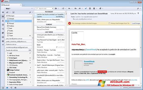 Снимак заслона Opera Mail Windows 10