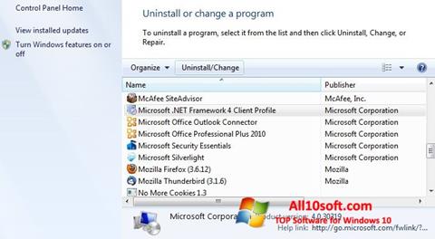 Снимак заслона Microsoft .NET Framework Windows 10