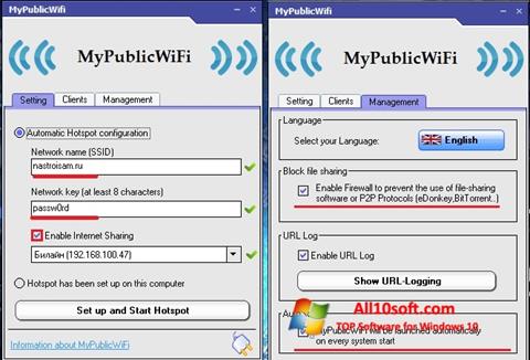 Снимак заслона MyPublicWiFi Windows 10
