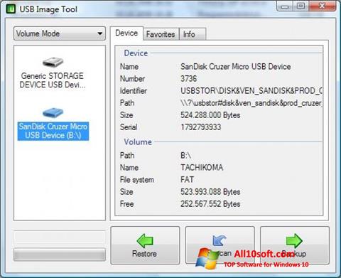 Снимак заслона USB Image Tool Windows 10