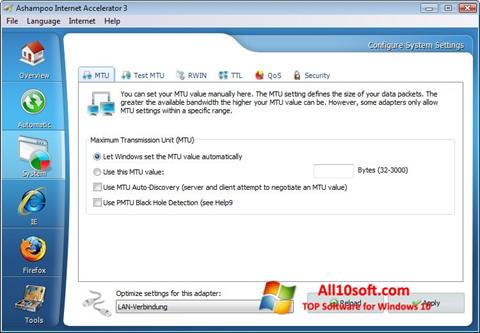 Снимак заслона Ashampoo Internet Accelerator Windows 10