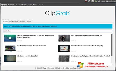 Снимак заслона ClipGrab Windows 10