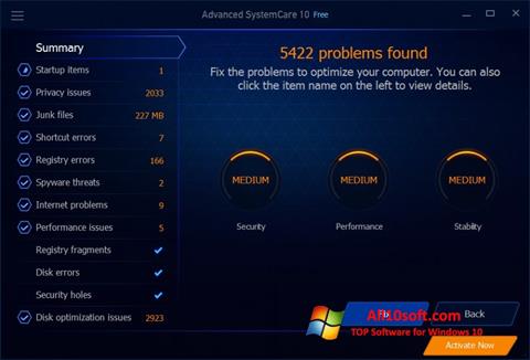 Снимак заслона Advanced SystemCare Free Windows 10