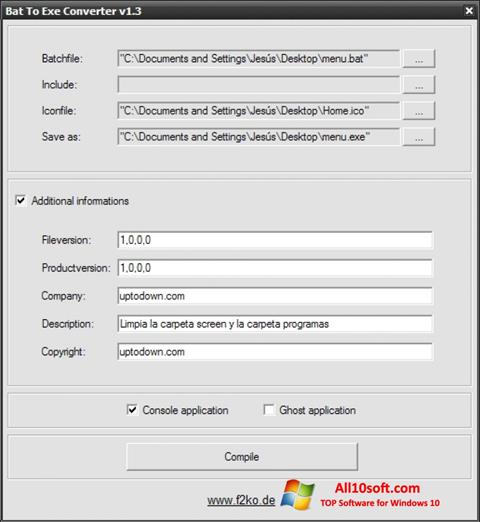 Снимак заслона Bat To Exe Converter Windows 10