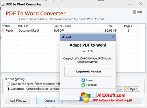 Снимак заслона PDF to Word Converter Windows 10