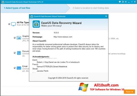 Снимак заслона EaseUS Data Recovery Wizard Windows 10