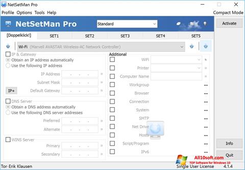 Снимак заслона NetSetMan Windows 10