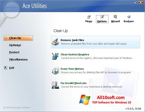 Снимак заслона Ace Utilities Windows 10