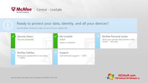 Снимак заслона McAfee LiveSafe Windows 10