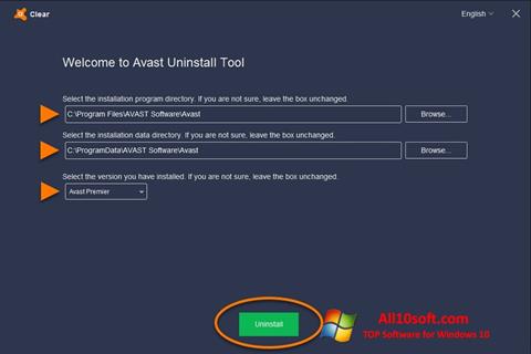 Снимак заслона Avast Uninstall Utility Windows 10