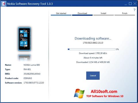 Снимак заслона Nokia Software Recovery Tool Windows 10