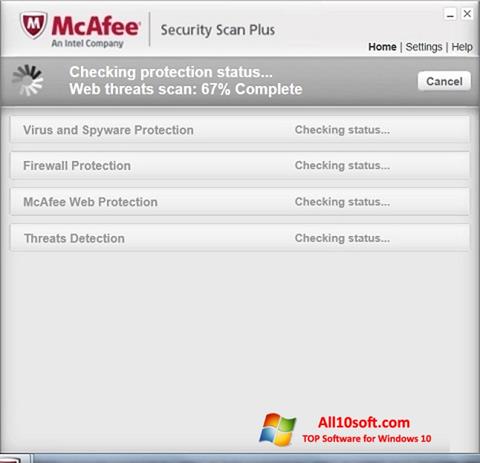 Снимак заслона McAfee Security Scan Plus Windows 10