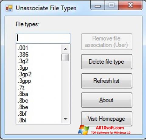 Снимак заслона Unassociate File Types Windows 10