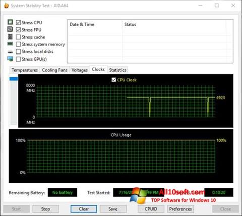 Снимак заслона CPU Stability Test Windows 10