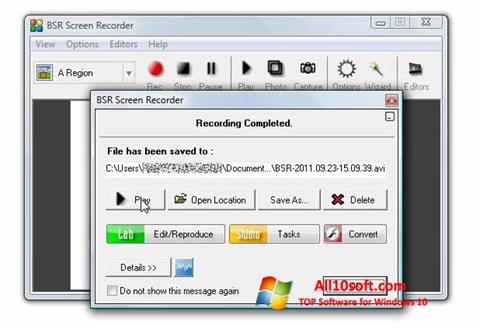 Снимак заслона BSR Screen Recorder Windows 10