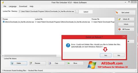 Снимак заслона Free File Unlocker Windows 10
