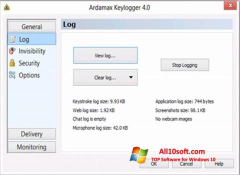 Снимак заслона Ardamax Keylogger Windows 10