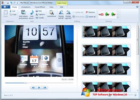 Снимак заслона Windows Live Movie Maker Windows 10