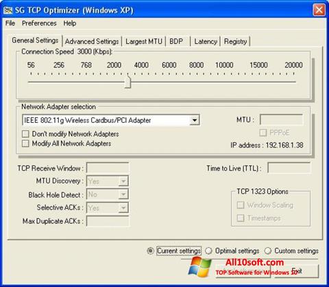Снимак заслона TCP Optimizer Windows 10