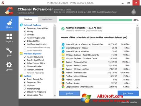 Снимак заслона CCleaner Windows 10