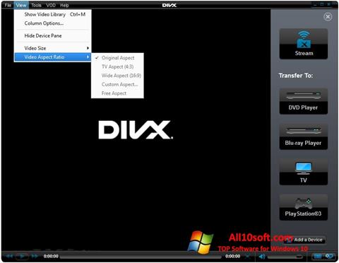Снимак заслона DivX Player Windows 10