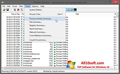 Снимак заслона Process Monitor Windows 10