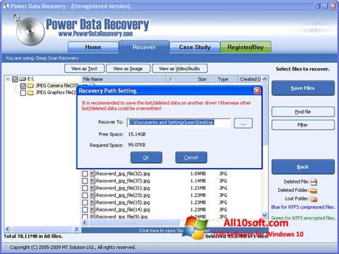 Снимак заслона Power Data Recovery Windows 10