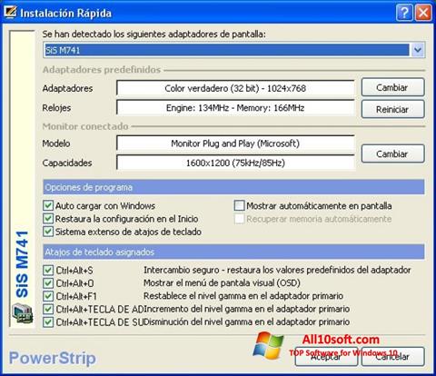 Снимак заслона PowerStrip Windows 10