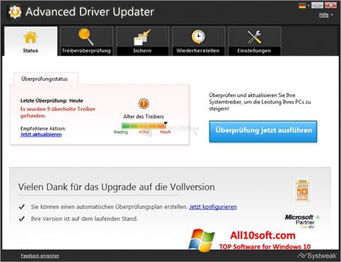 Снимак заслона Advanced Driver Updater Windows 10