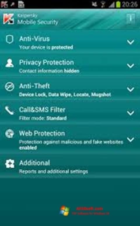 Снимак заслона Kaspersky Mobile Security Windows 10