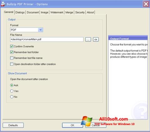 Снимак заслона BullZip PDF Printer Windows 10