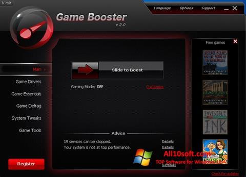 Снимак заслона Game Booster Windows 10