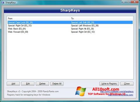 Снимак заслона SharpKeys Windows 10